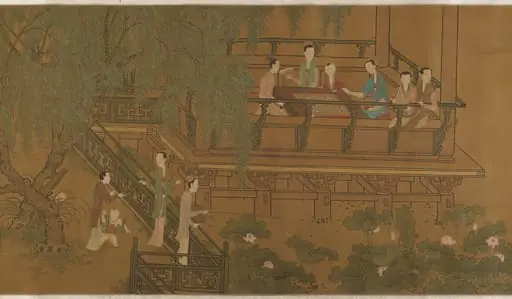 明   佚名   舊傳周昉   閑庭仕女圖   卷|Women and children in a garden