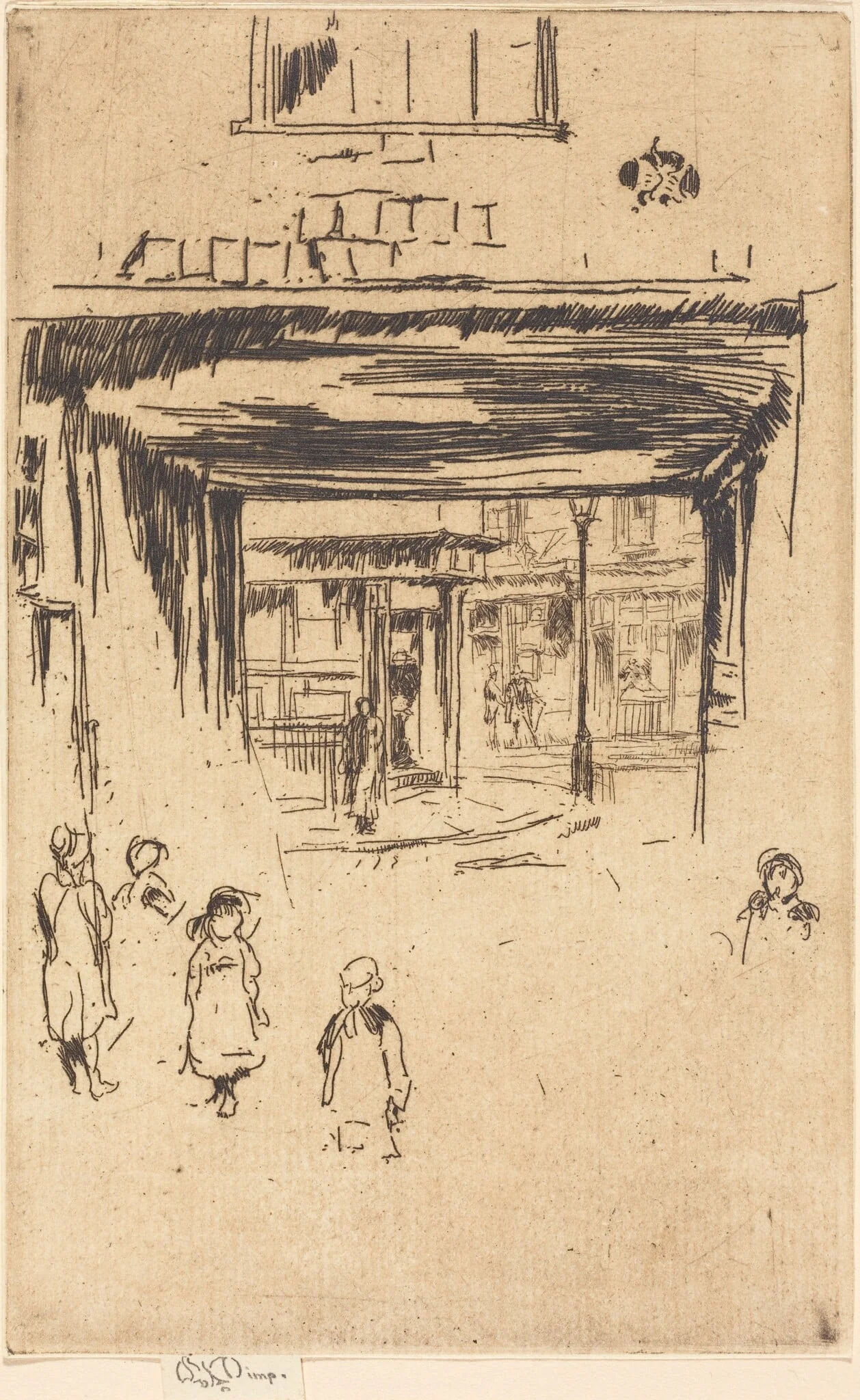 Drury Lane, by James McNeill Whistler, ink, 1880