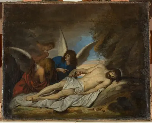Der tote Christus mit Engeln