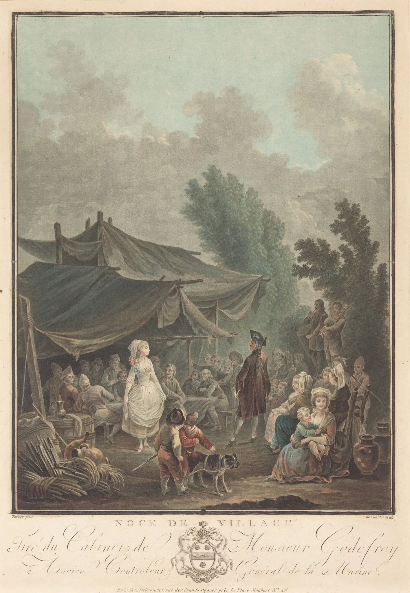 Noce de Village (Village Wedding), by Charles-Melchior Descourtis, ink, 1785