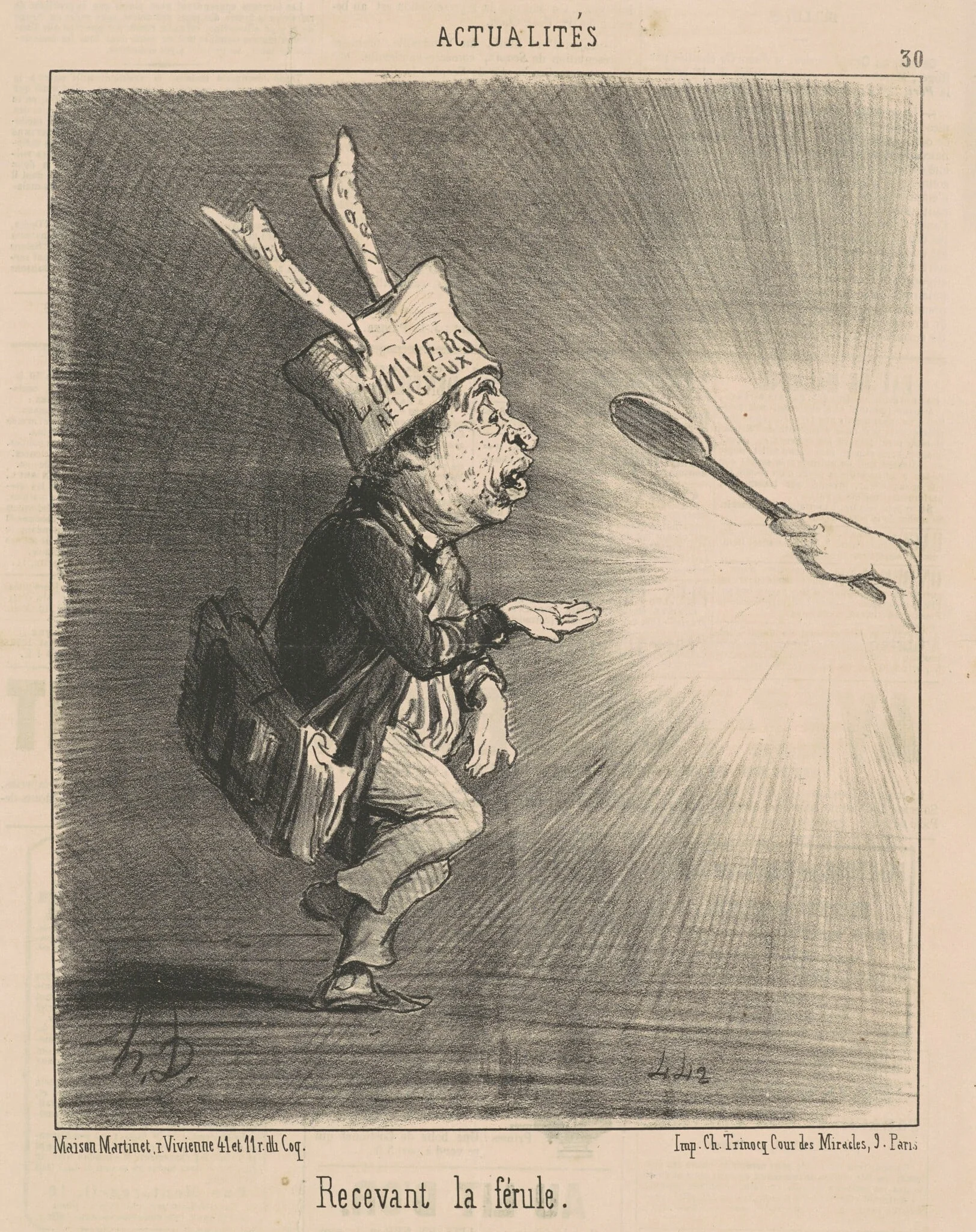 Recevant la férule, by Honoré Daumier, ink, 1852
