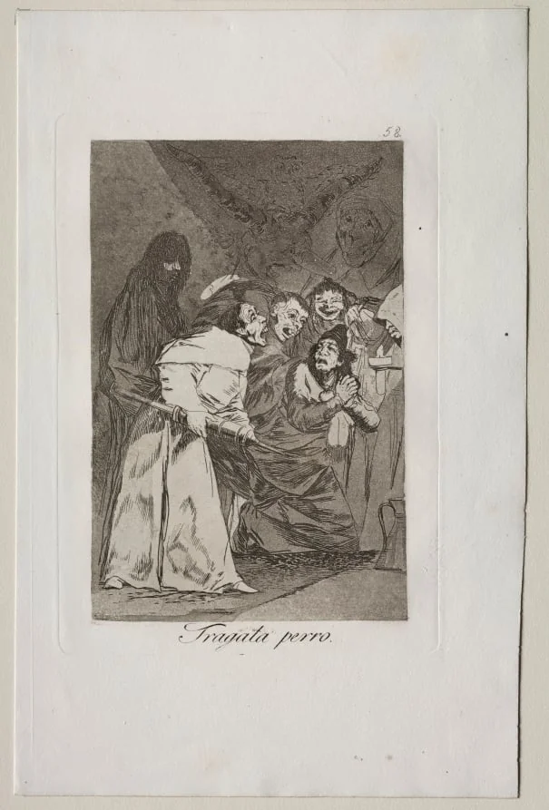 Swallow it, Dog!, Plate 58, by Francisco Goya, 1799