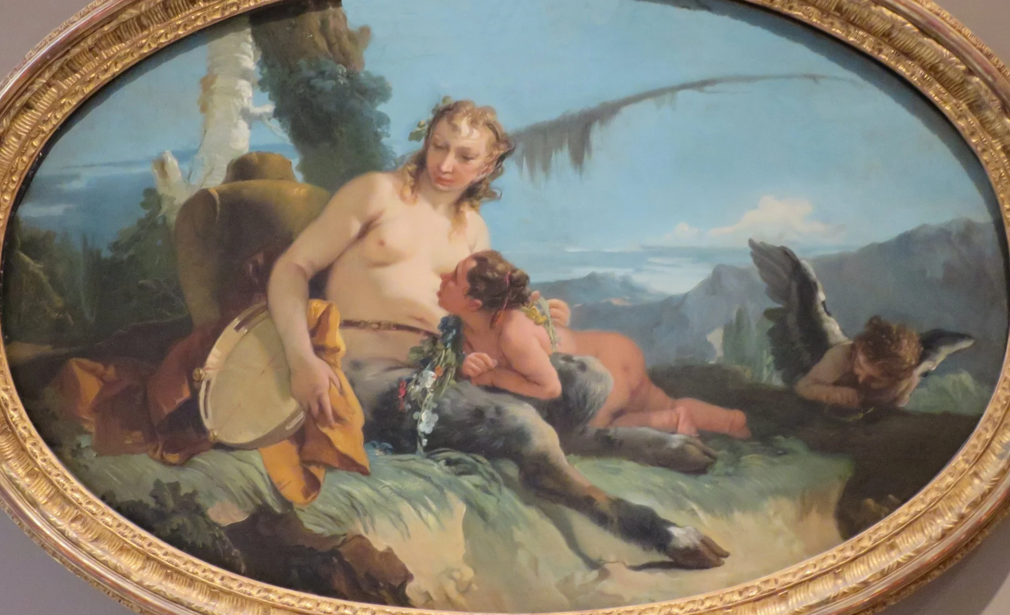 Satyress with Two Putti and a Tambourine, by Giovanni Battista Tiepolo, oil, 1743
