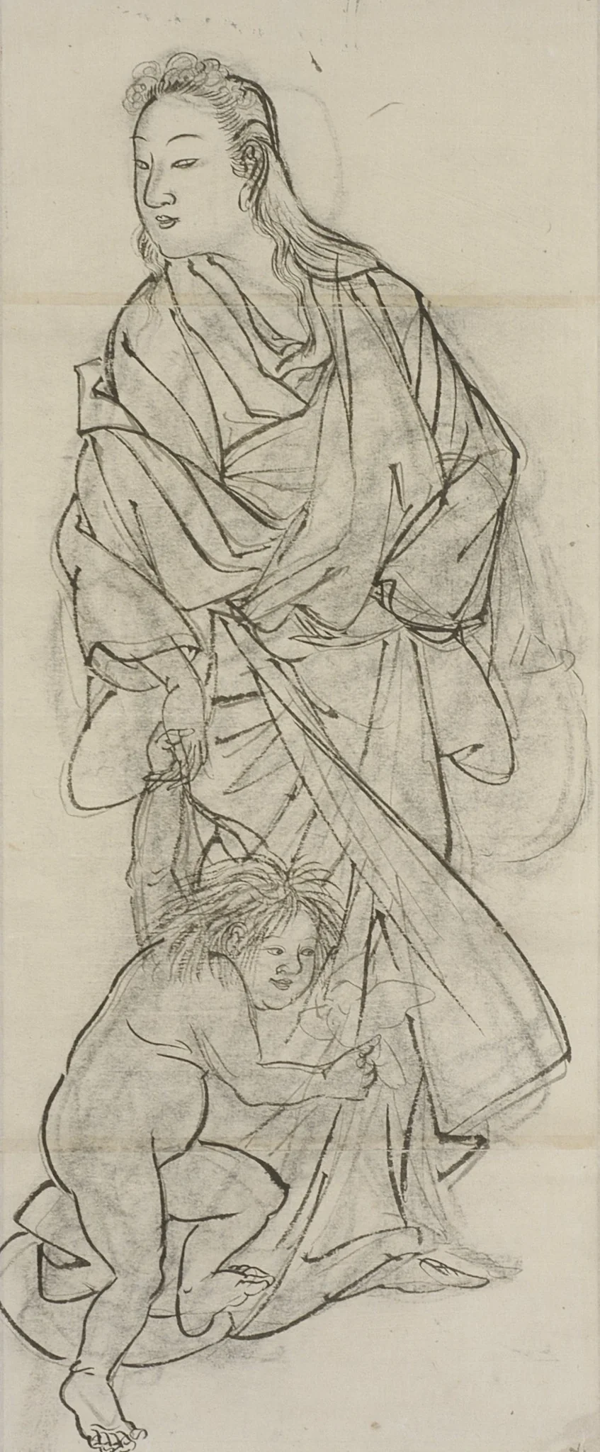 Yamauba and Kintarō, by Kawanabe Kyōsai 河鍋暁斎, unspecified, 1850