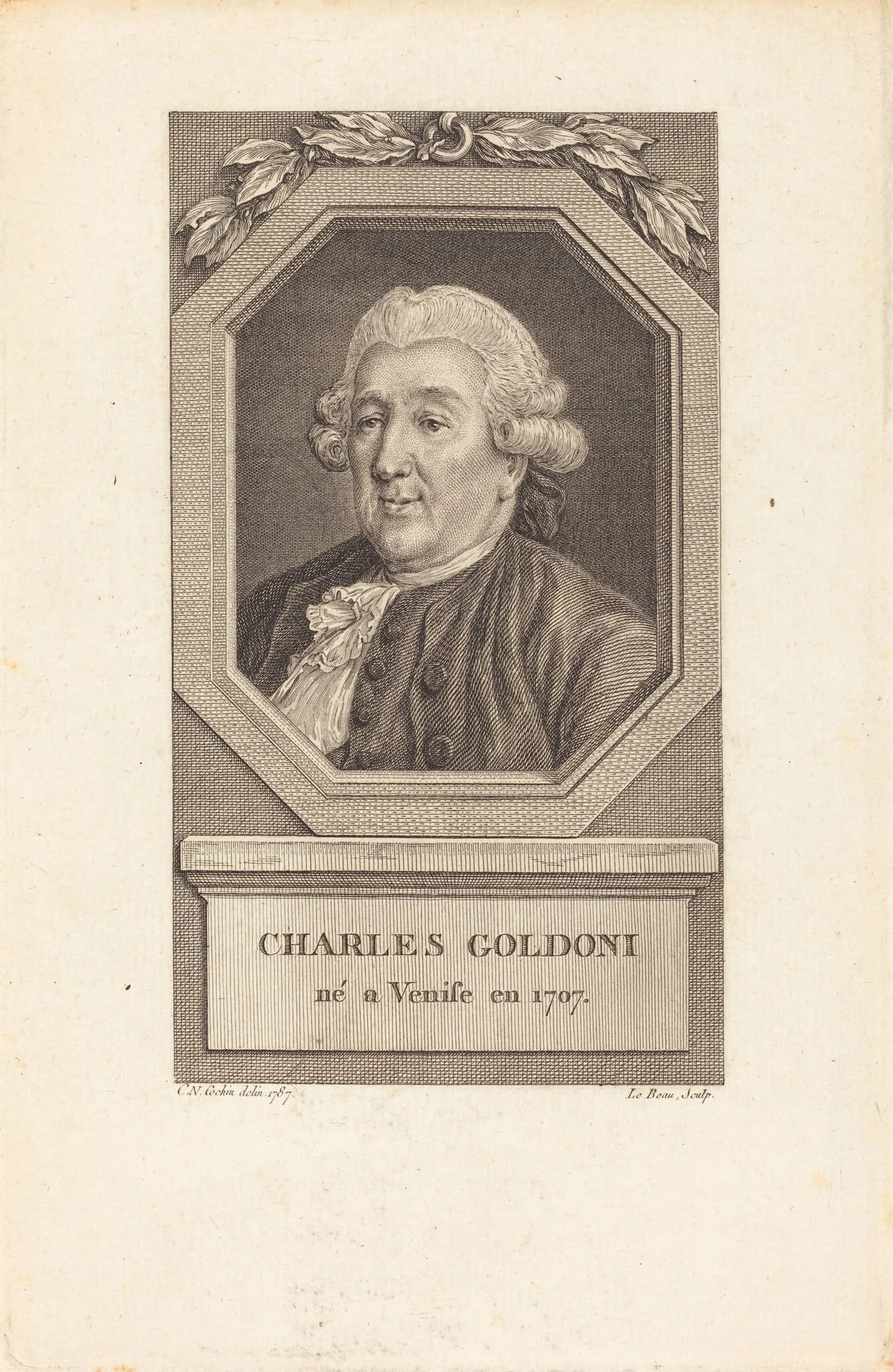 Charles Goldoni, by Pierre Adrien Le Beau, ink, 1787