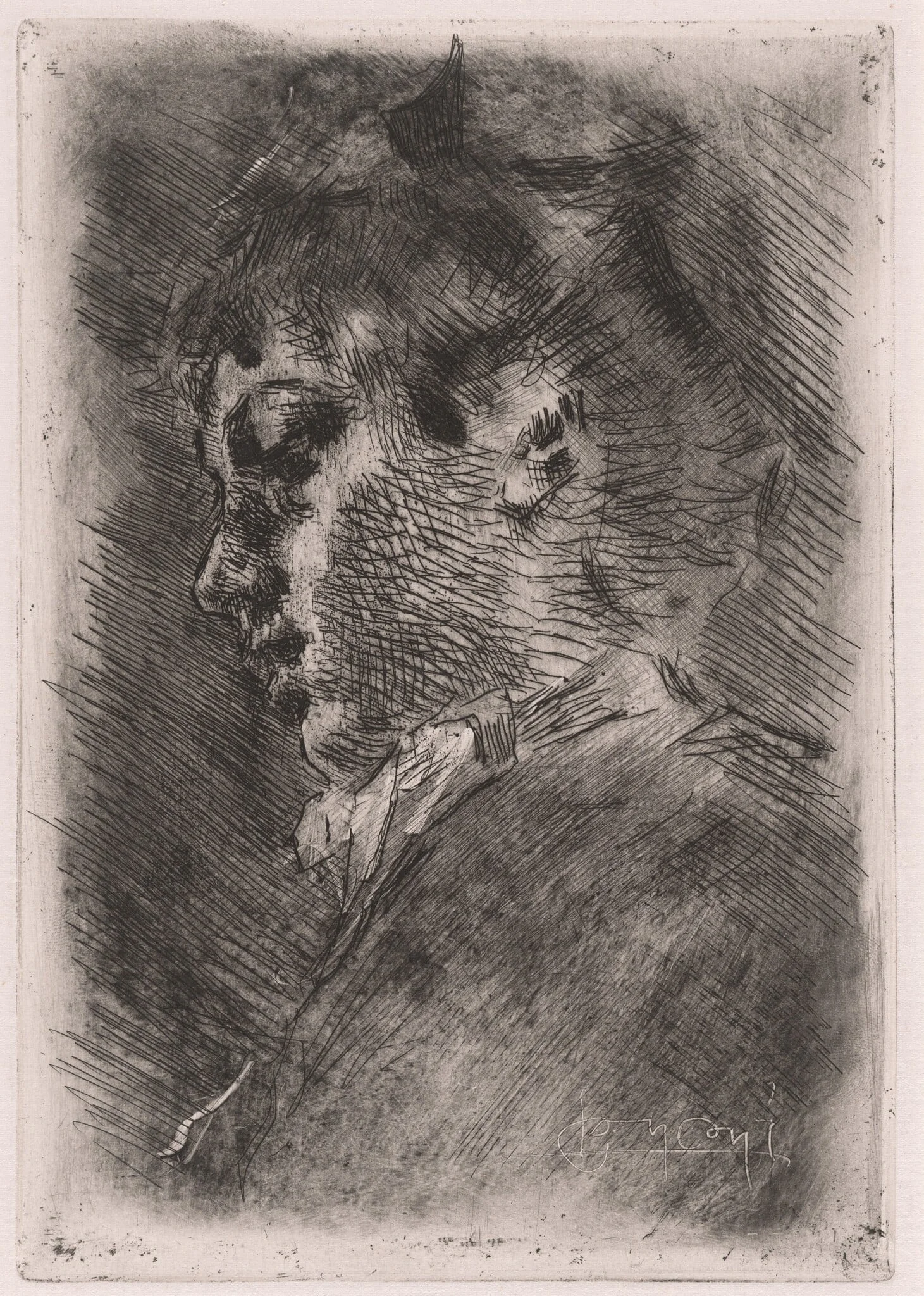 Portrait of a Young Woman in Profile, by Luigi Conconi, ink, 1884