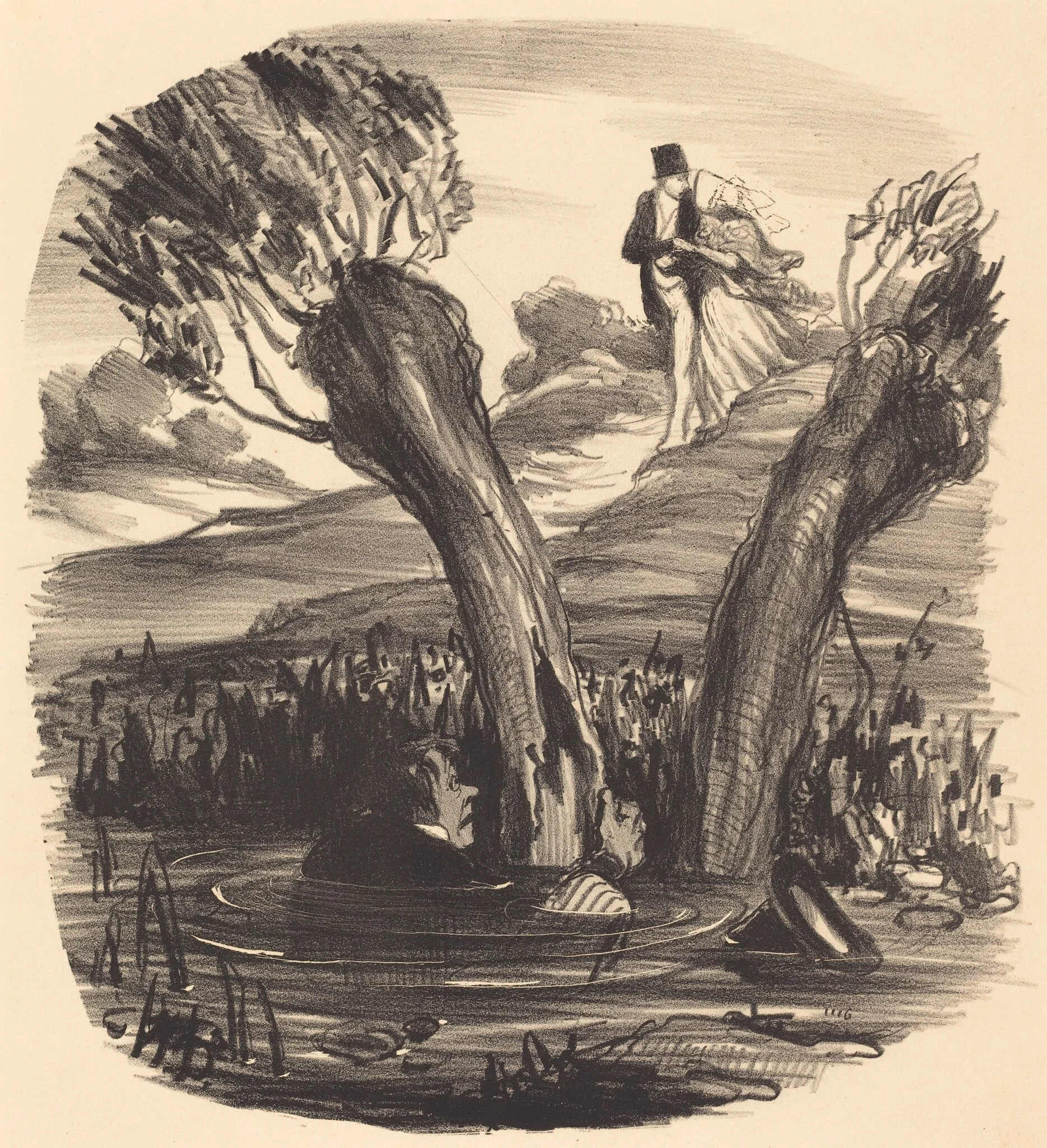 Un Mari brûlé du feu de la jalousie, by Honoré Daumier, ink, 1847