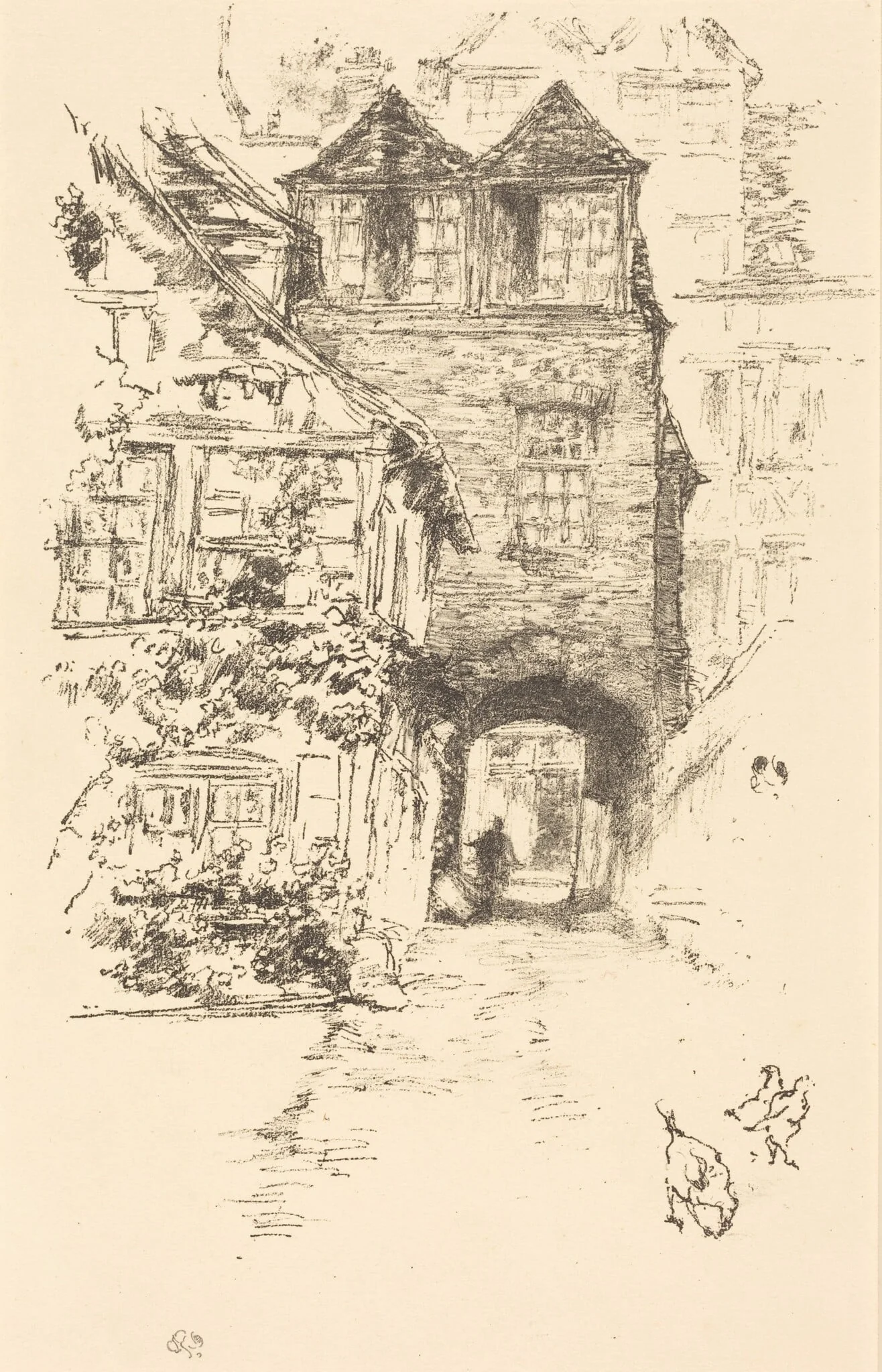 The Priest's House, Rouen, by James McNeill Whistler, ink, 1894
