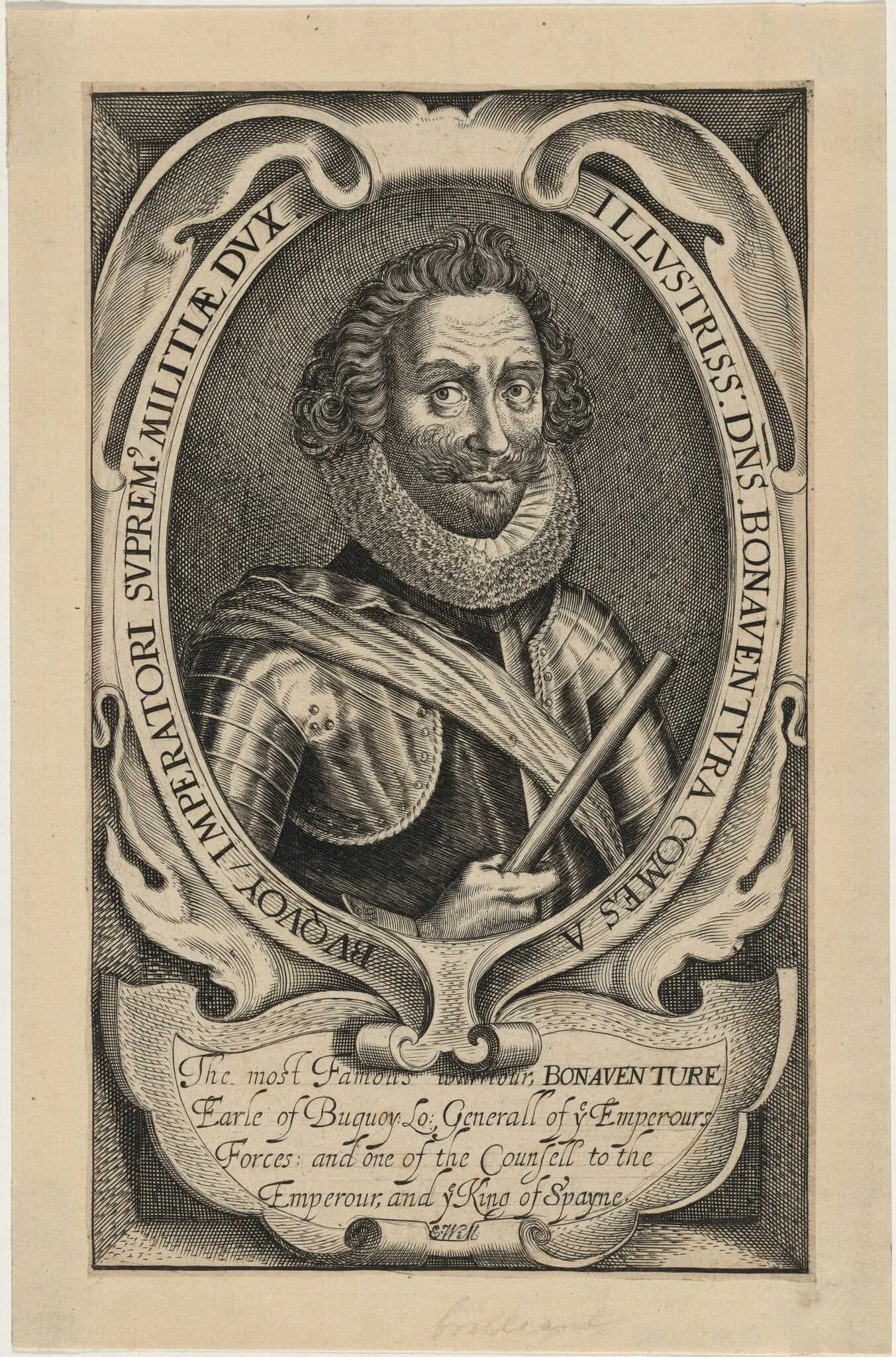Bonaventura, Comte de Buquoy, by Unknown 19th Century, ink, 1850