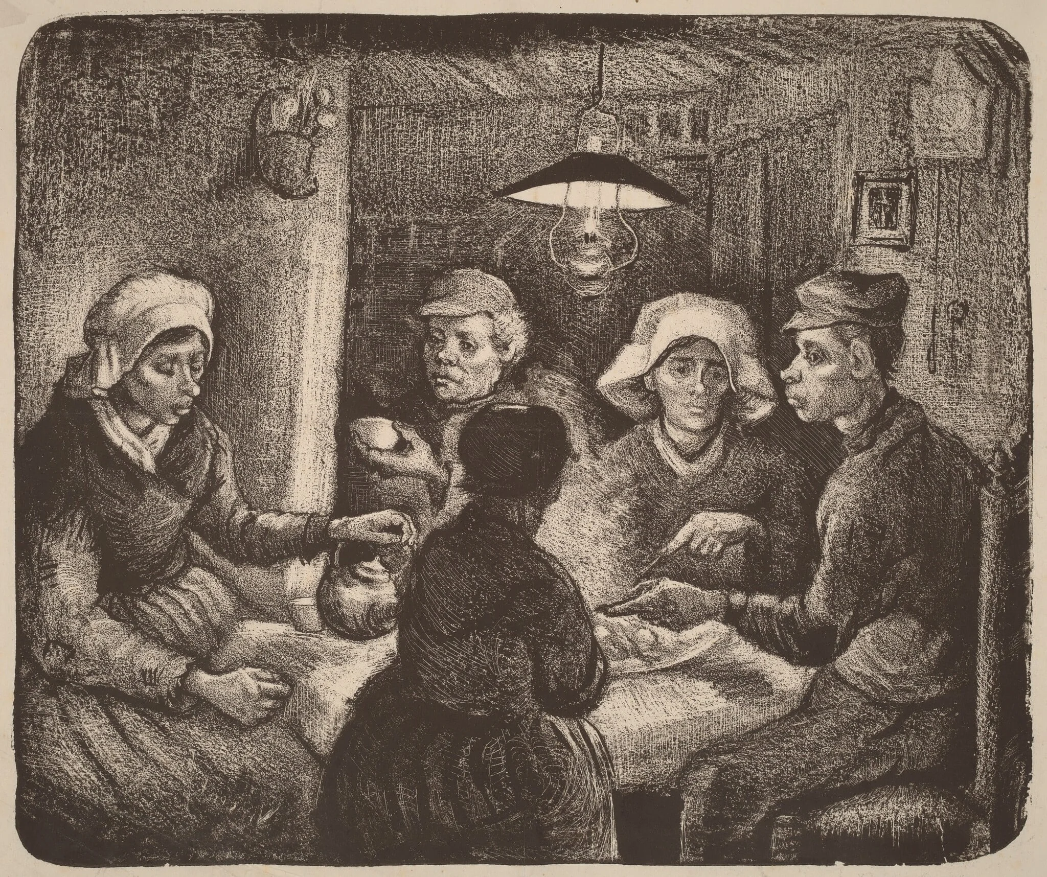 Potato Eaters, by Vincent van Gogh, crayon, 1885