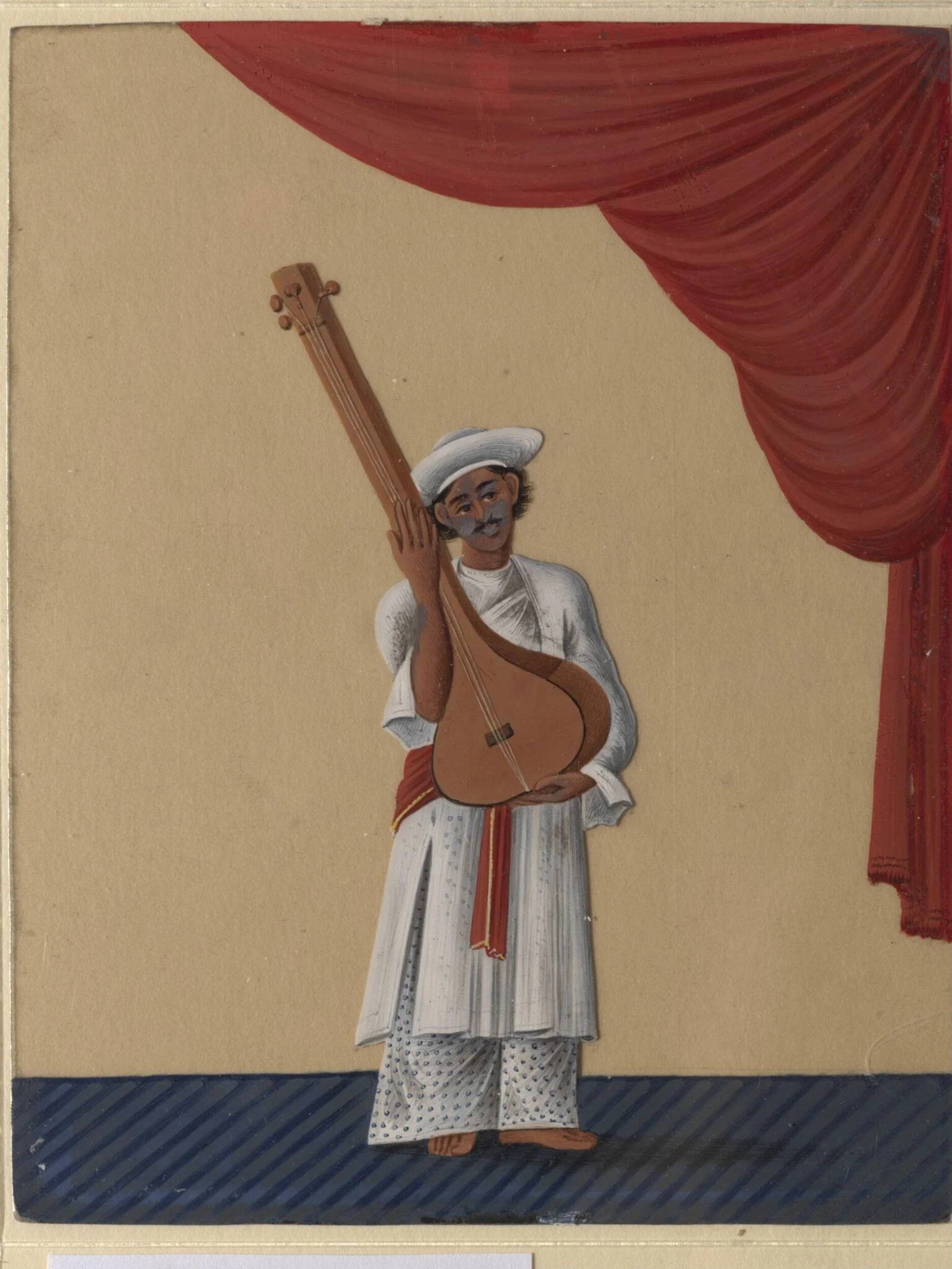 One of twelve drawings of musicians and dancing-girls., by Unknown, paint, 1860