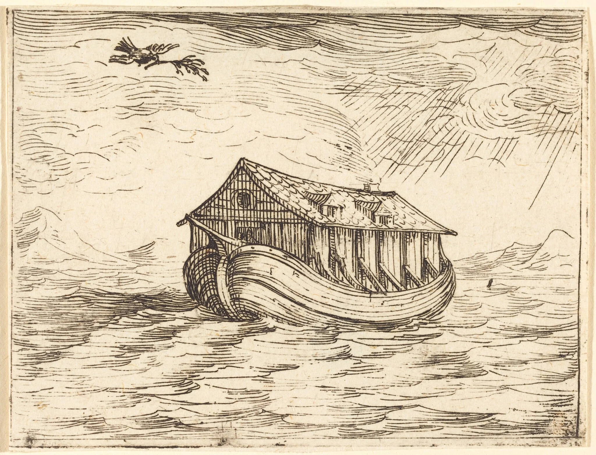 Noah's Ark, by Jacques Callot, ink, 1628