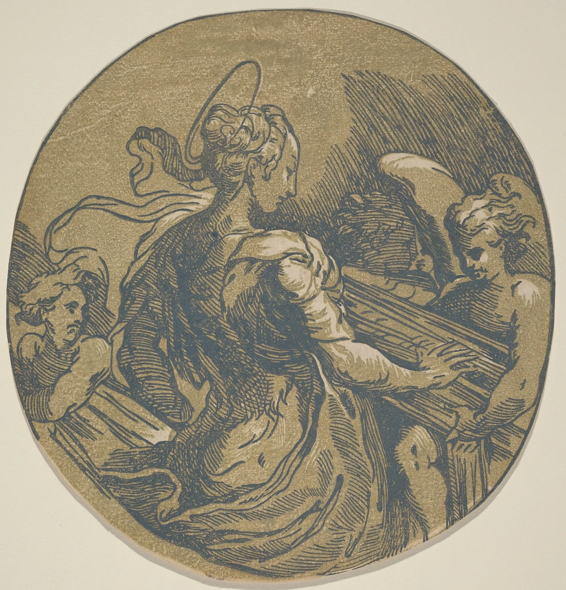 Saint Cecilia, by Antonio da Trento, ink, 1501