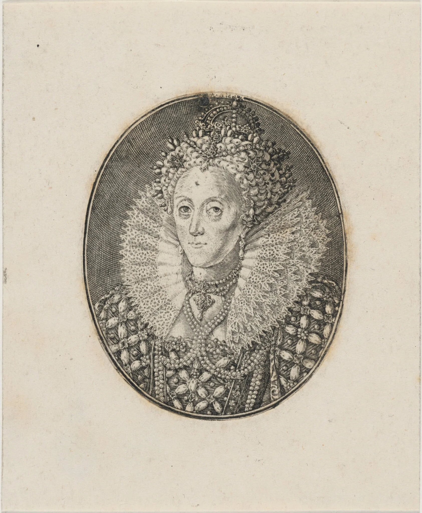 Elizabeth, Queen of England, by Simon van de Passe, ink, 1621