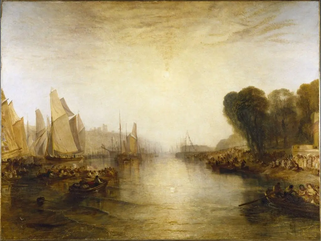 East Cowes Castle, the Seat of John Nash, Esq.; the Regatta Starting for their Moorings.