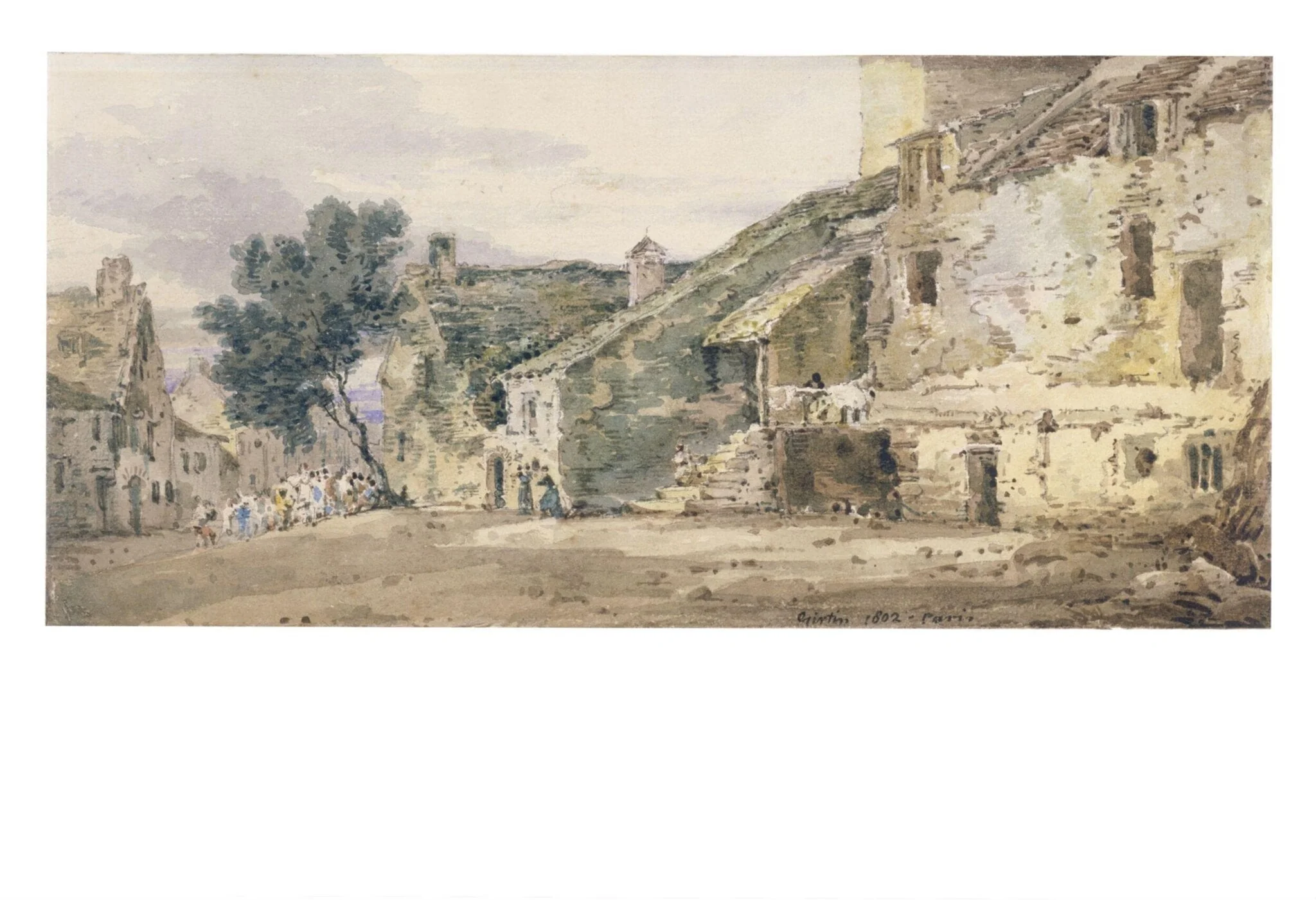 Street Scene, Near Paris, by Thomas Girtin, watercolor, 1802