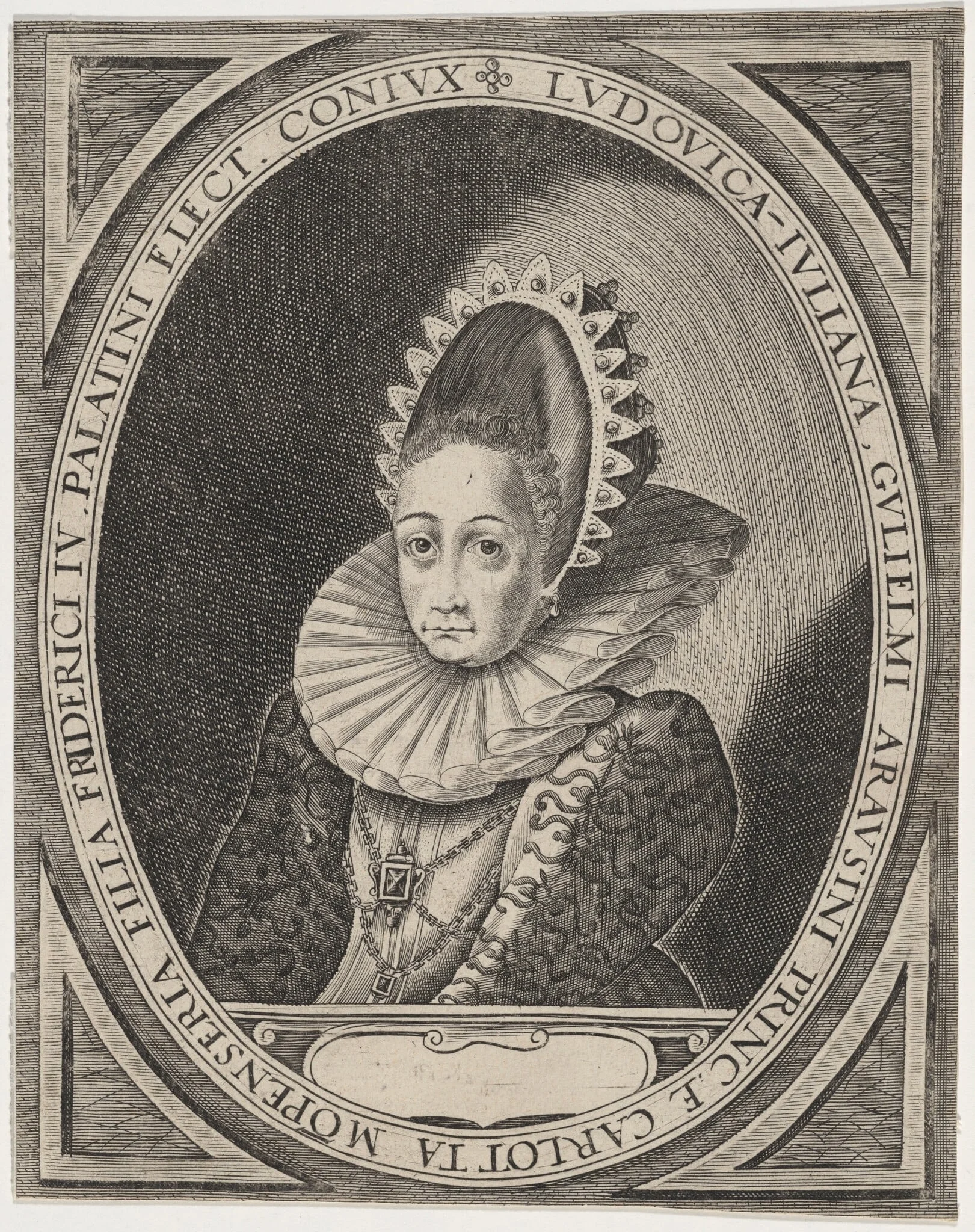 Louise Juliana, Wife of Frederick IV, by Unknown 19th Century, ink, 1850