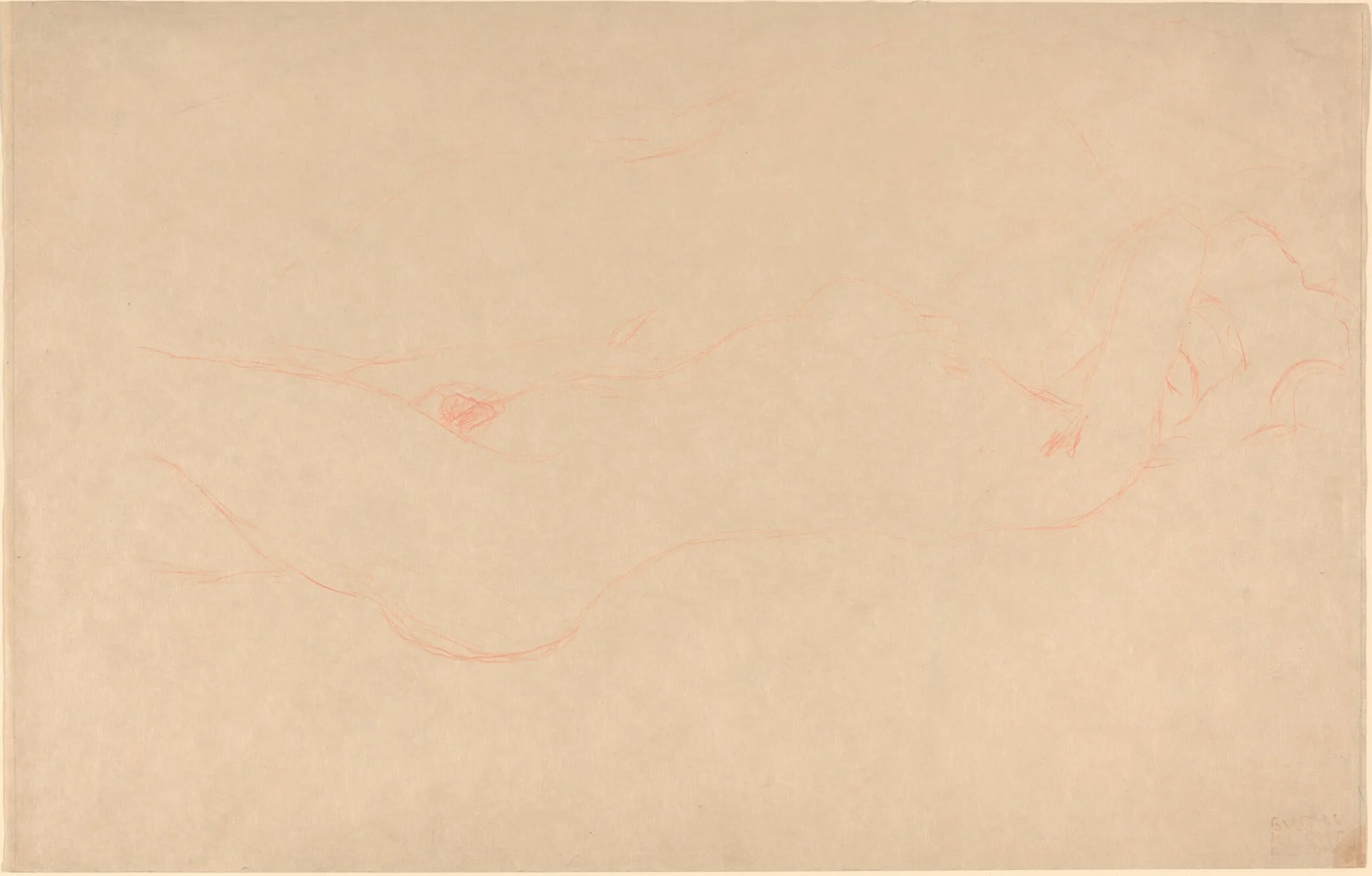 Reclining Woman, by Gustav Klimt, crayon, 1909