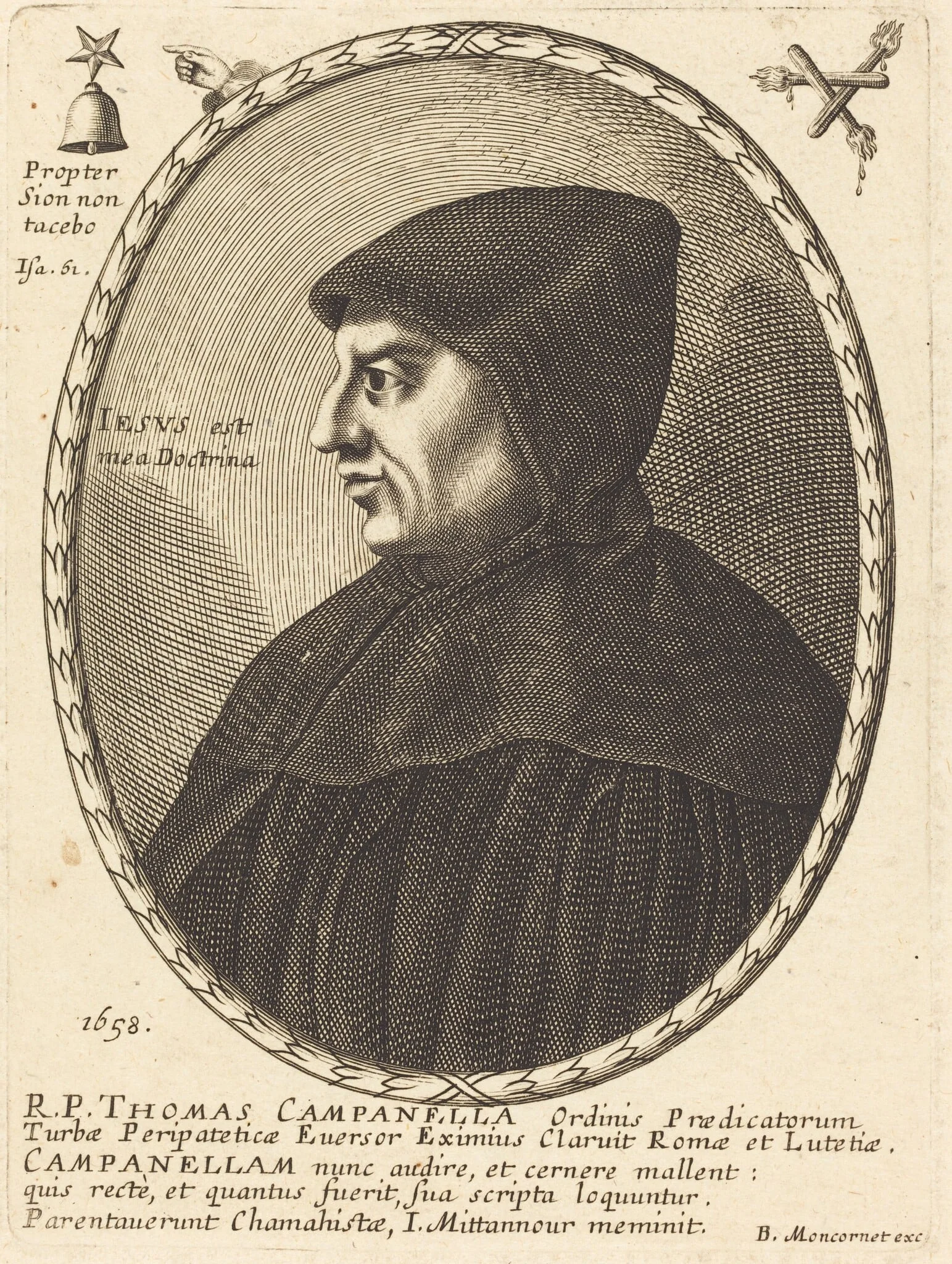 Thomas Campanella, by Balthasar Moncornet, ink, 1658