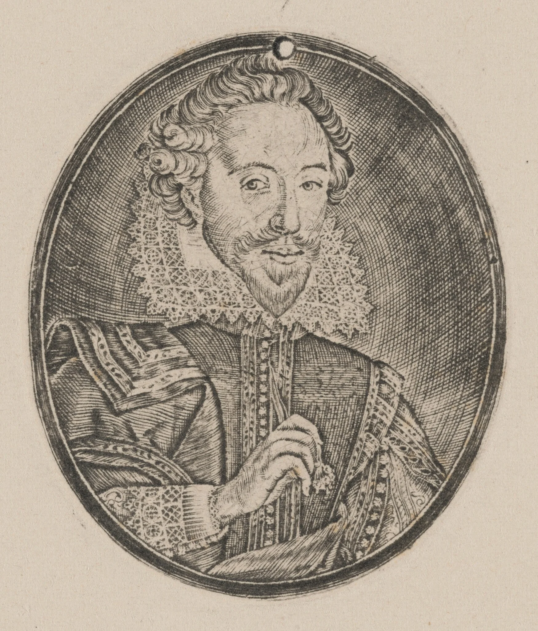 Richard Sackville, 3rd Earl of Dorset [left half], by Simon van de Passe, ink, 1621