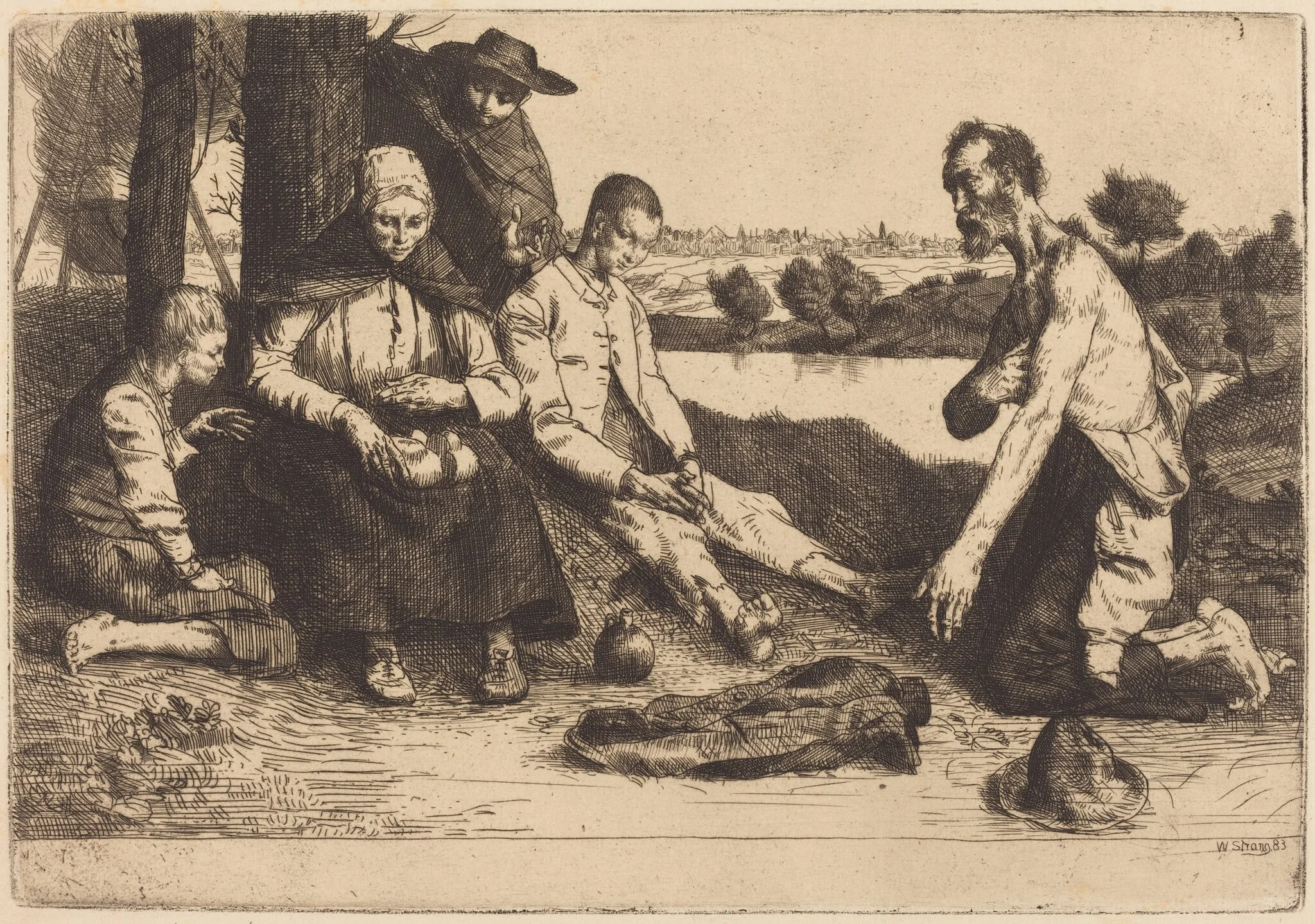 Meal Time, by William Strang, ink, 1883