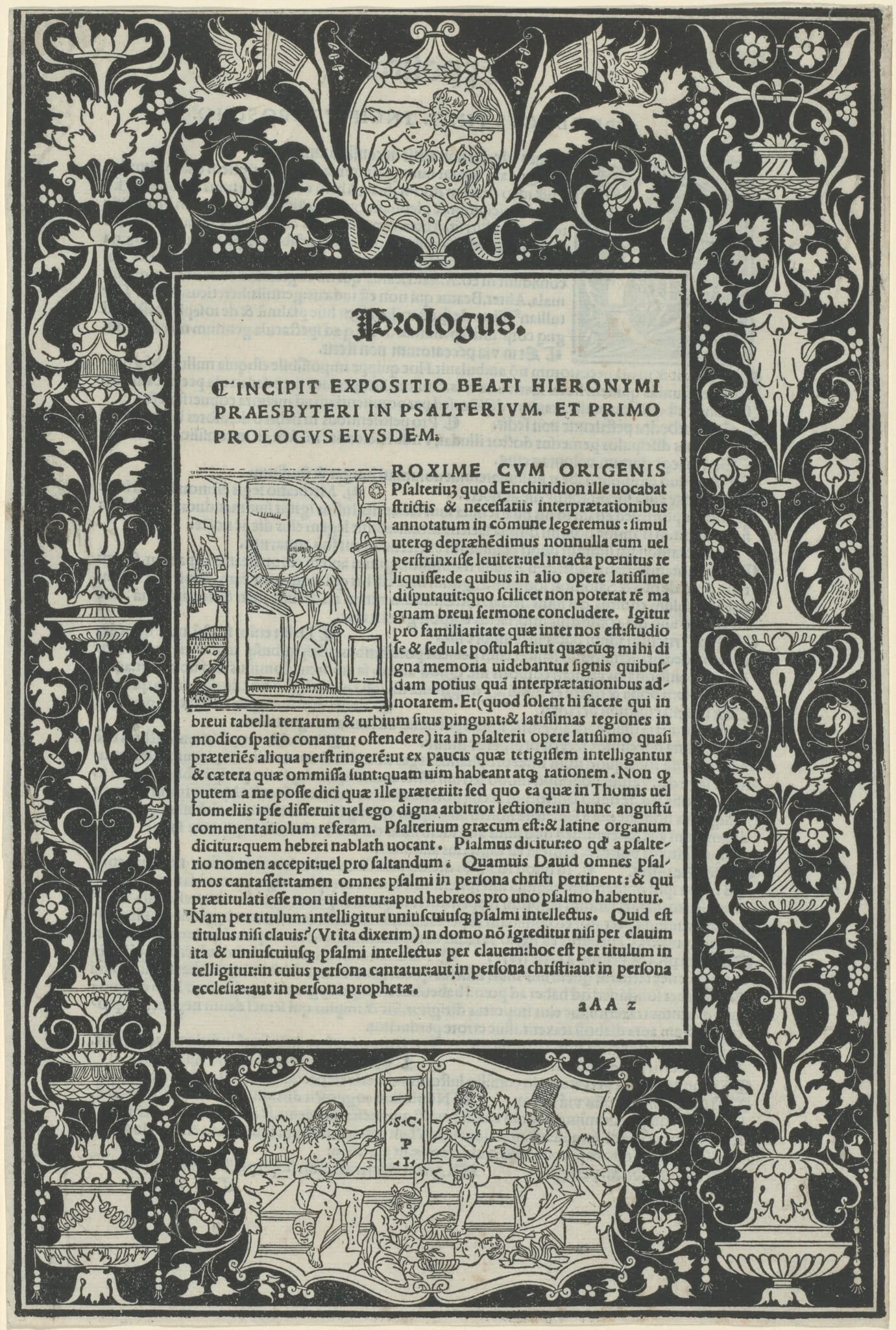 A White Line Border with Two Cartouches: "A Satyr Sacrificing a Ram," and "The Choice of Hercules"