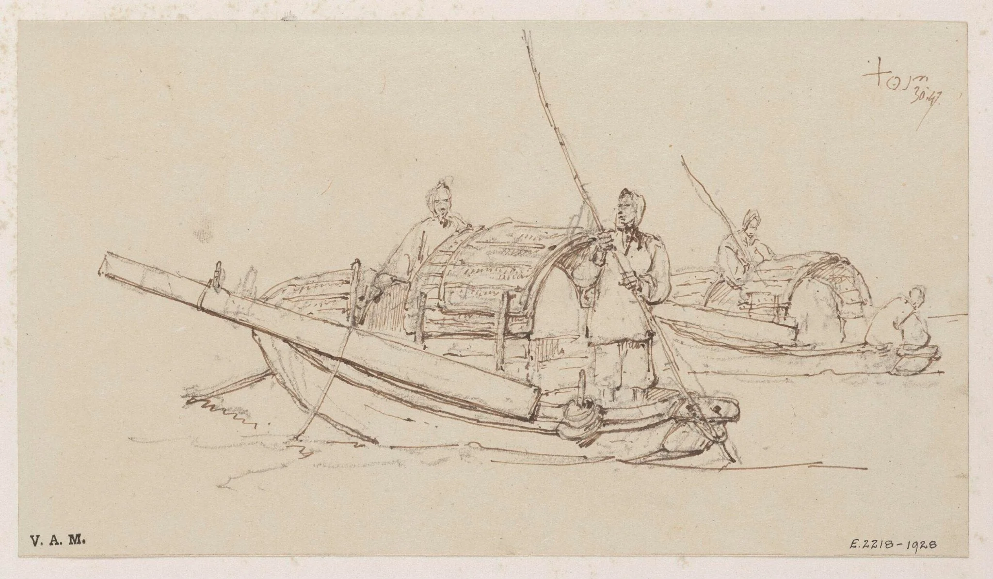Two Tanka boats, by George Chinnery, 1847
