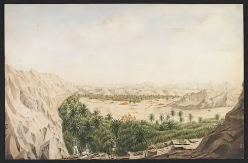 View of the valley of Eynounah. Coast of Arabia in the Red Sea