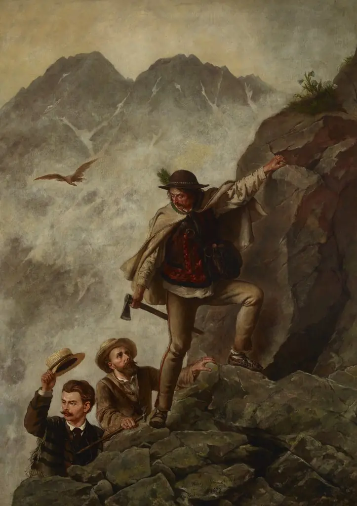 Guide and Tourists in the Tatra Mountains
