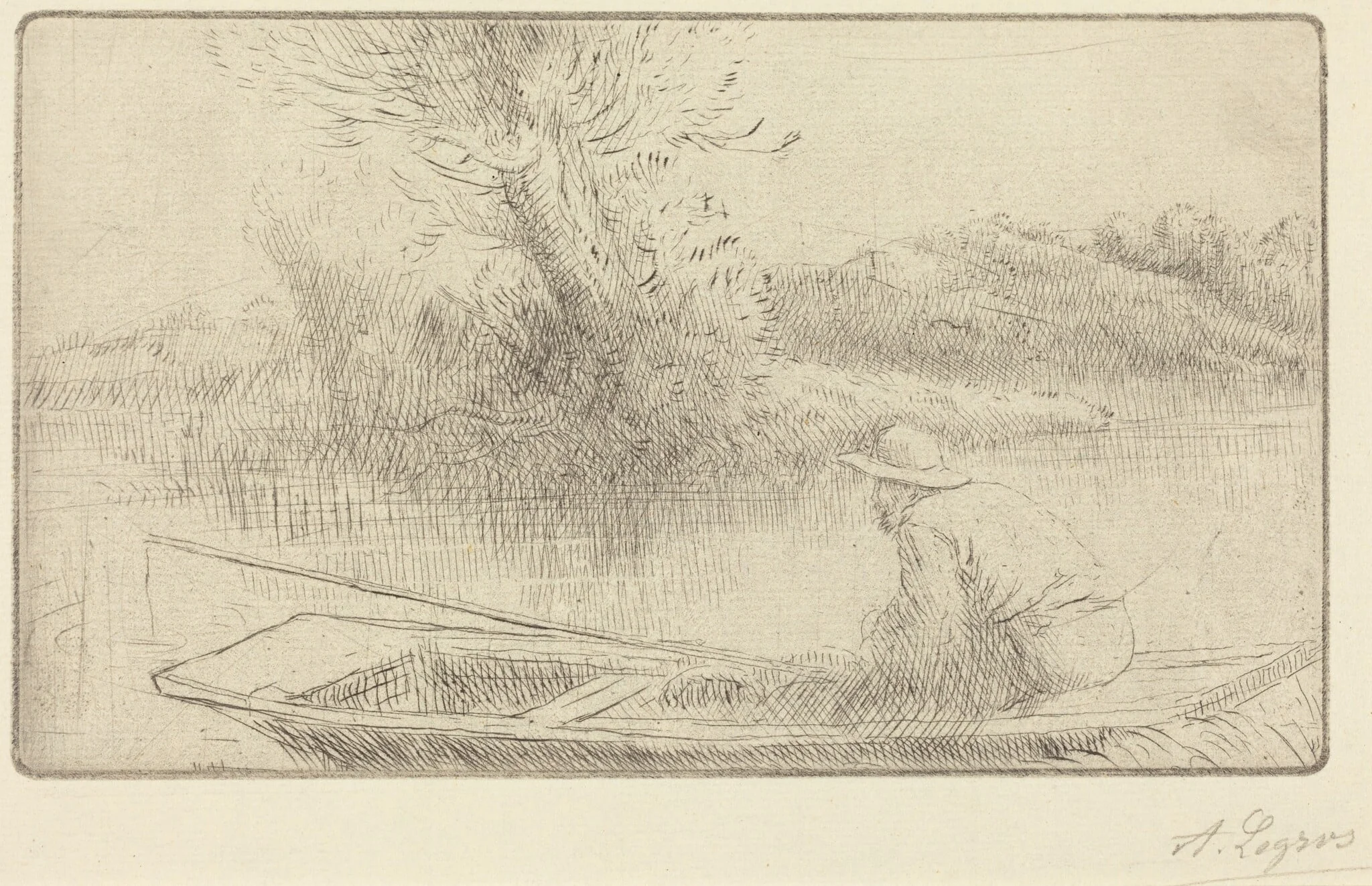 Along the Thames (Sur la Tamise), by Alphonse Legros, ink, 1874