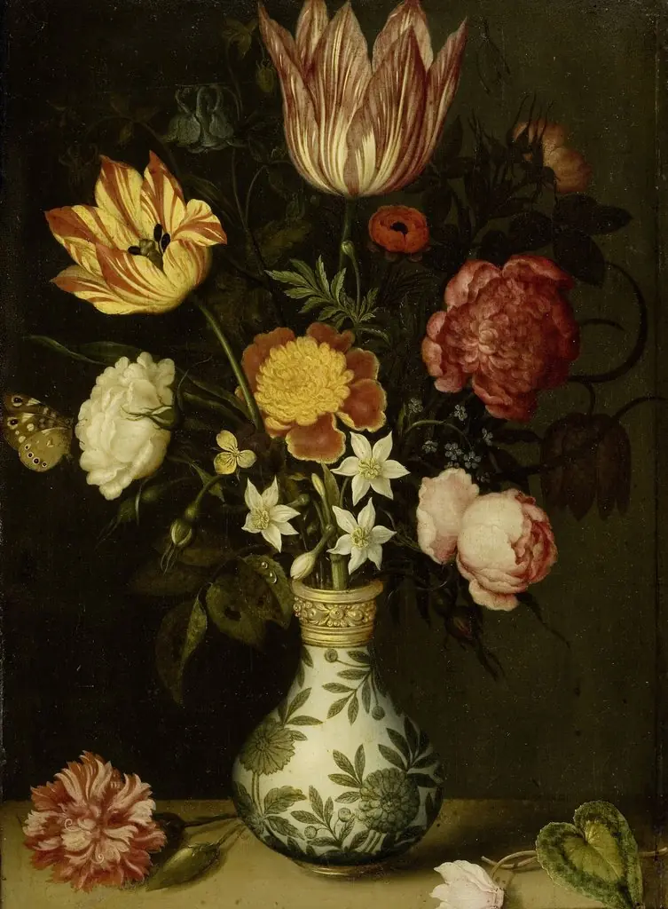 Still life with flowers in a Wan-li vase