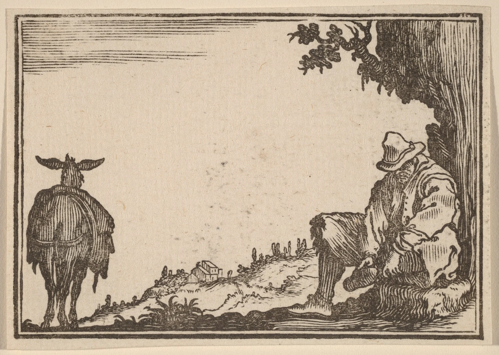 Peasant Removing His Shoe, by Edouard Eckman, ink, 1621