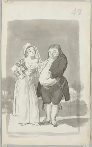 Prostitute Soliciting a Fat, Ugly Man, Folio 49 (recto)
