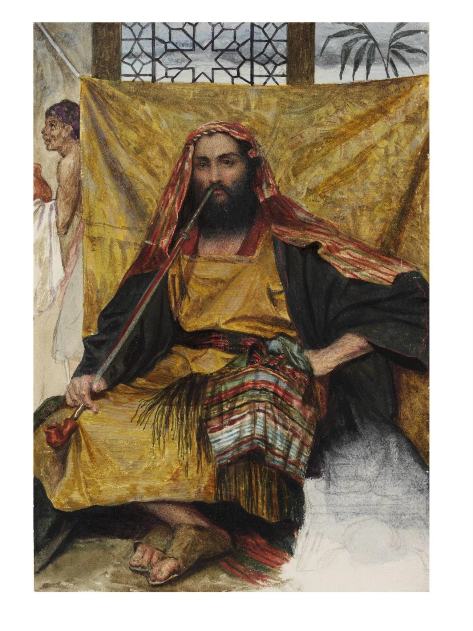 Man in Arab Costume, Seated and Smoking