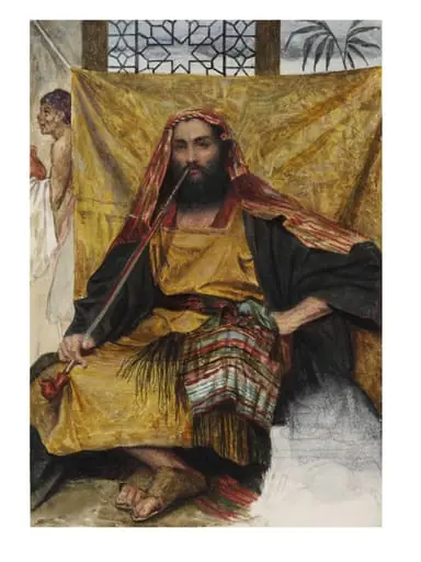 Man in Arab Costume, Seated and Smoking