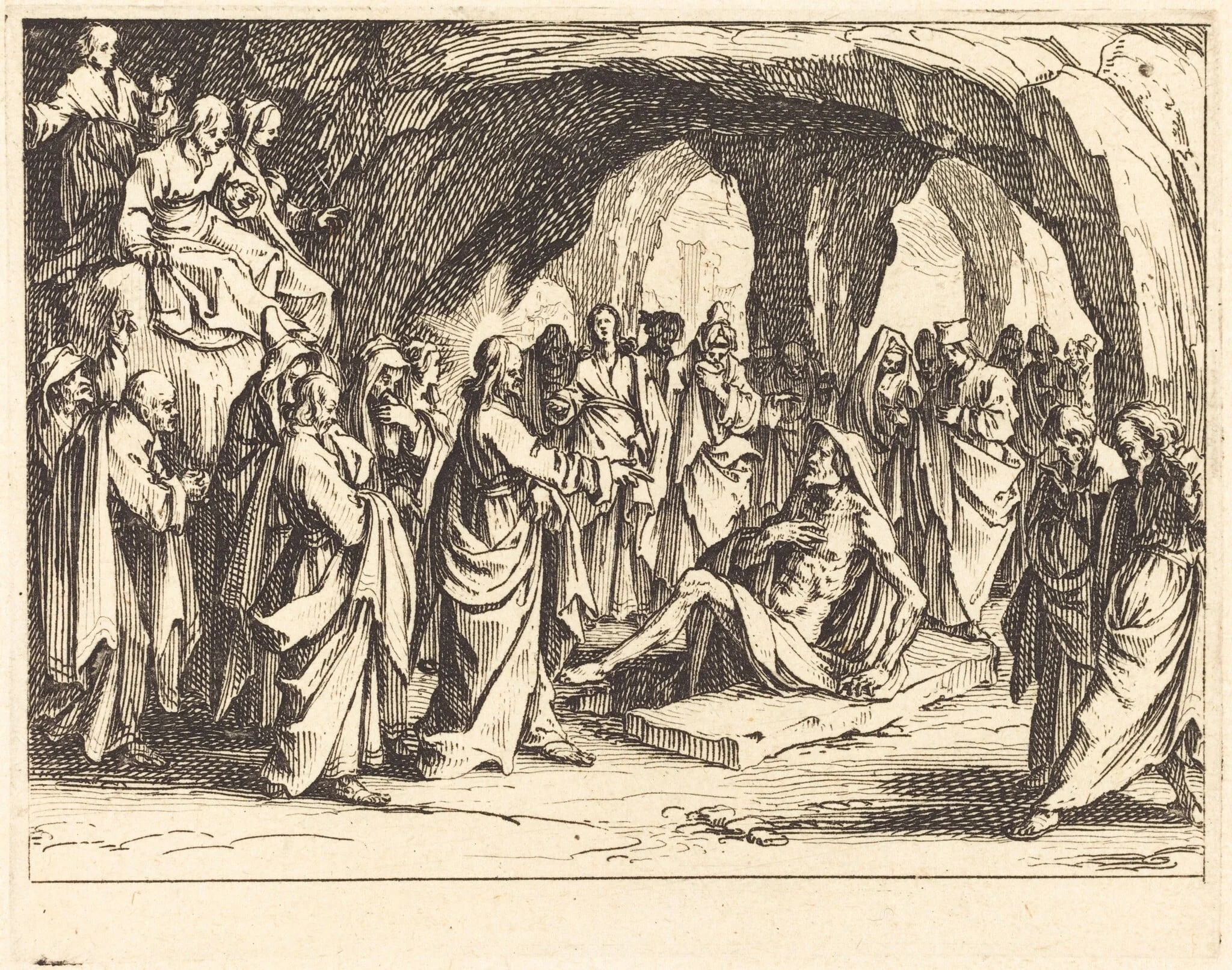 Raising of Lazarus, by Jacques Callot, ink, 1635