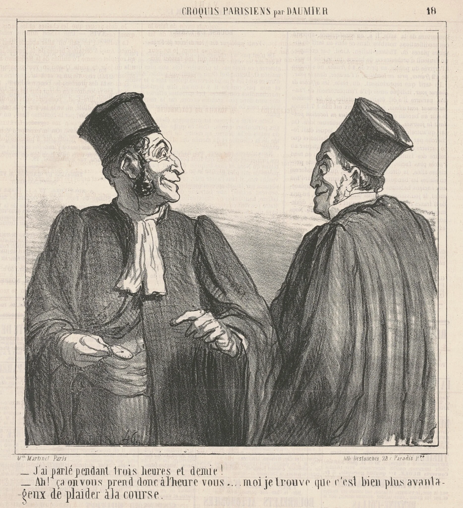 J'ai parlé ... trois heures et demie!, by Honoré Daumier, ink, 1865