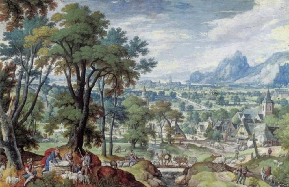 Landscape with Jacob at the Well, by Hans Bol, gouache, 1597