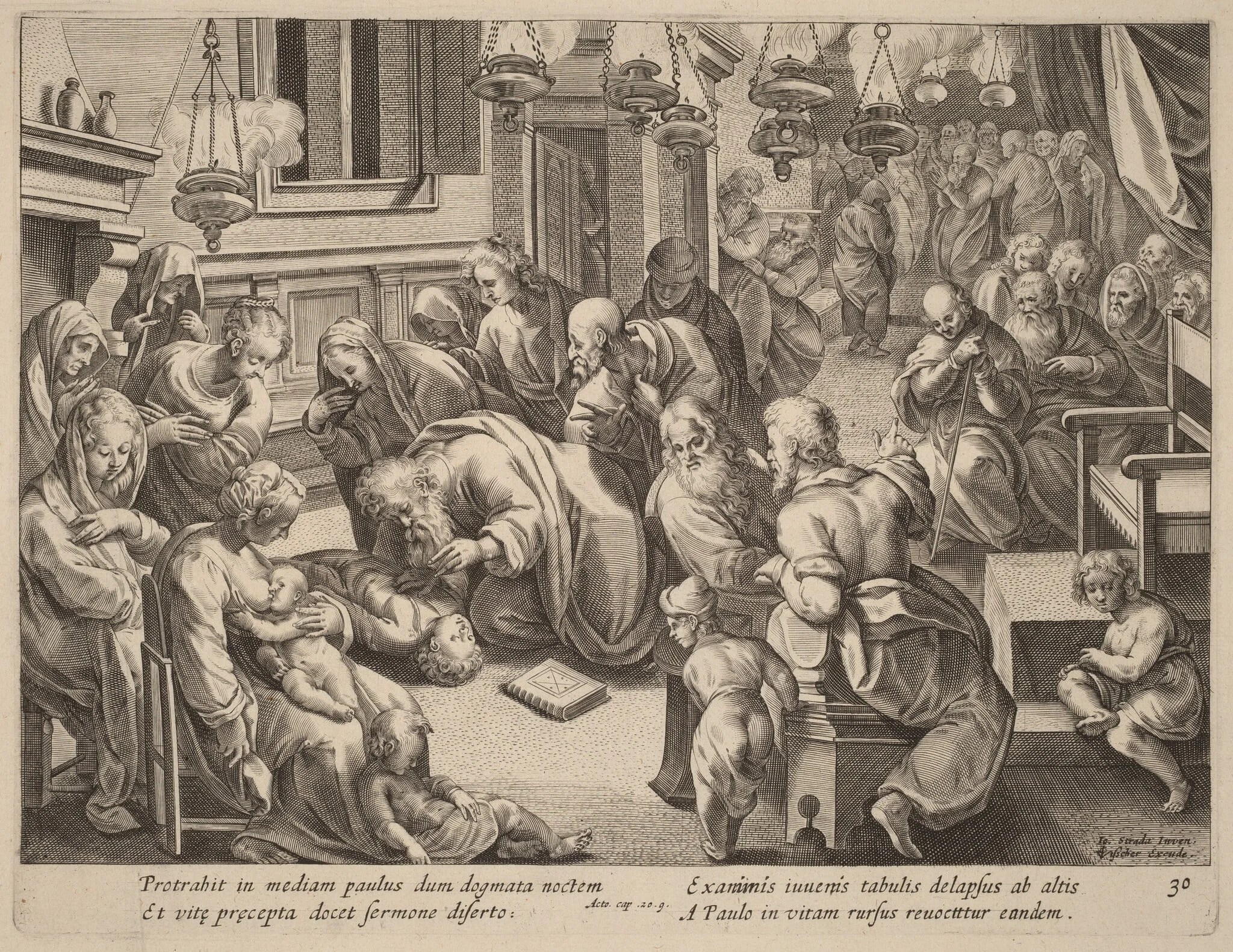 The Fall of Euthychus, by Philip Galle, ink, 1574