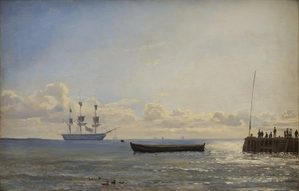 A ship of the line at anchor