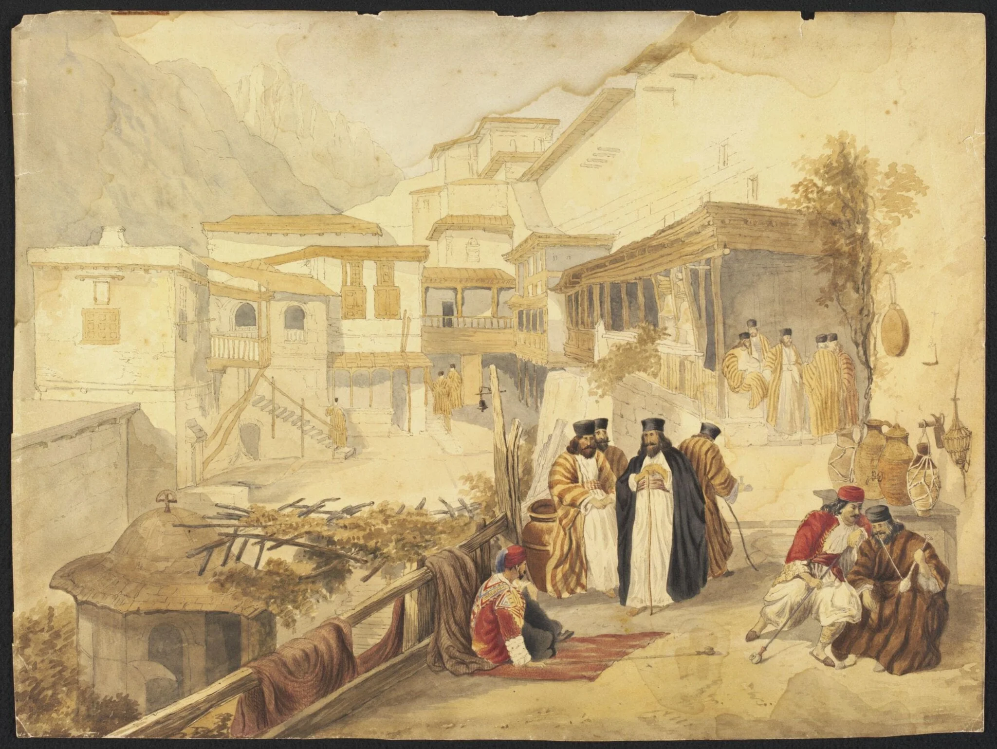 Convent of St. Catherine, Mount Sinai, Principal Court, by David RA Roberts, watercolor