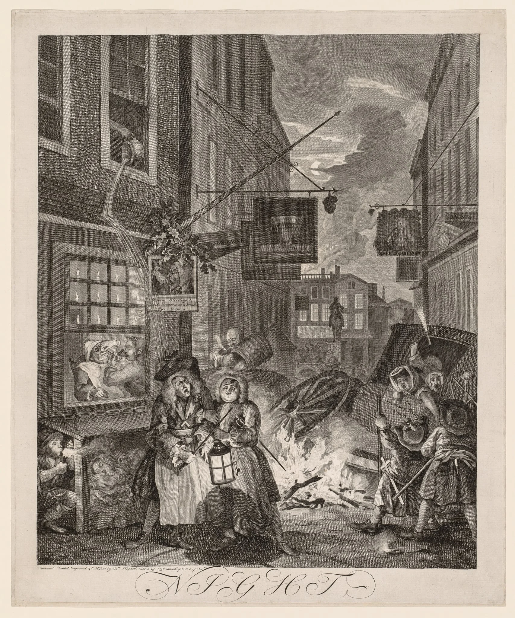 The Four Times of Day:  Night, by William Hogarth, 1738