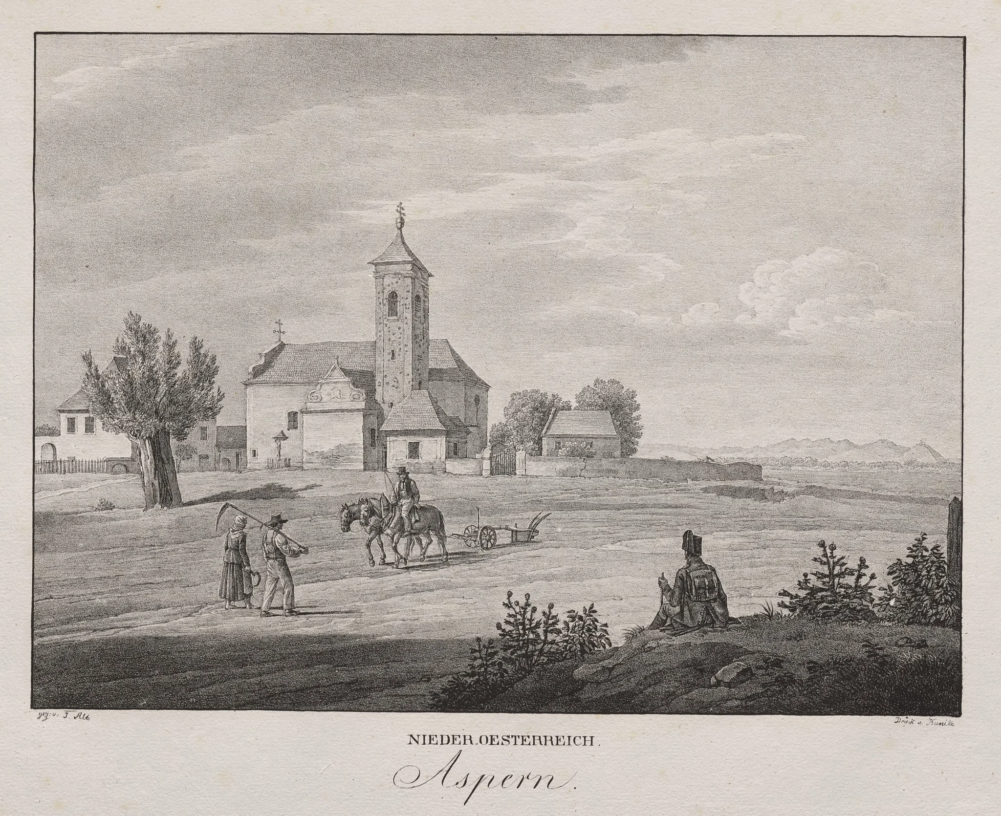 Nieder-oesterreich, Aspern, by Jakob Alt, 1839
