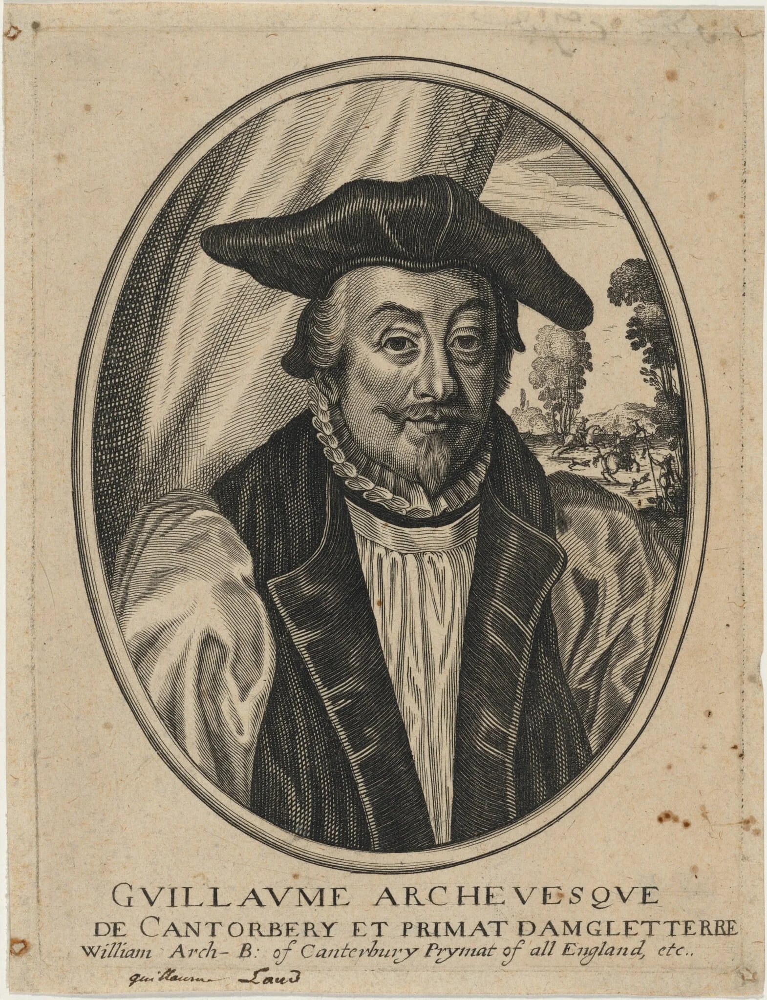 William Laud, Archbishop of Canterbury, by Unknown 19th Century, ink, 1850