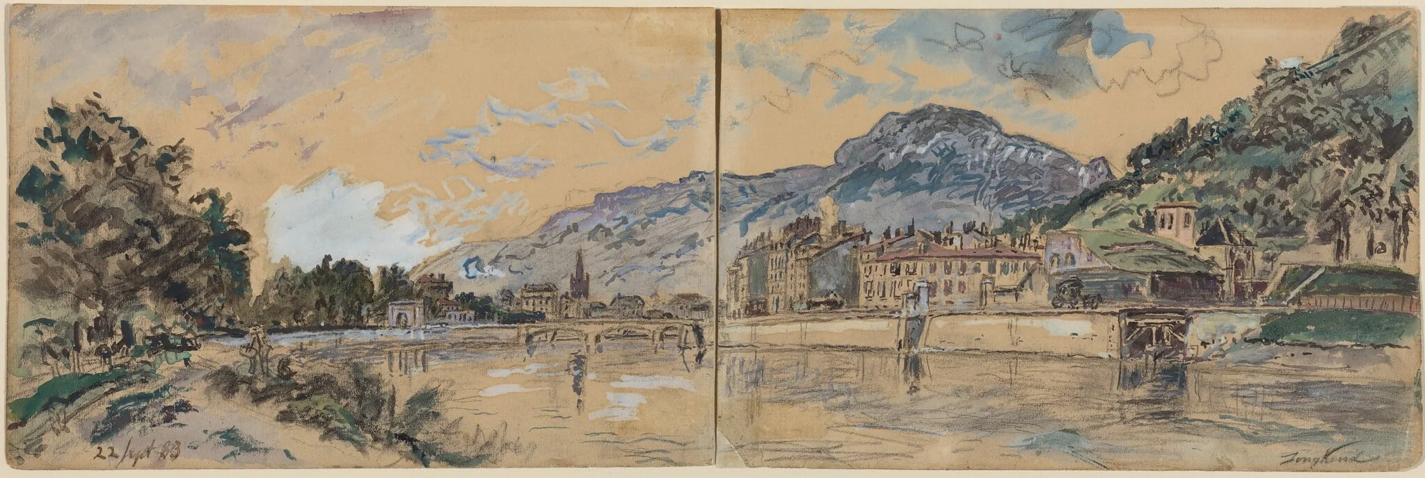 Grenoble, by Johan Barthold Jongkind, chalk, 1883