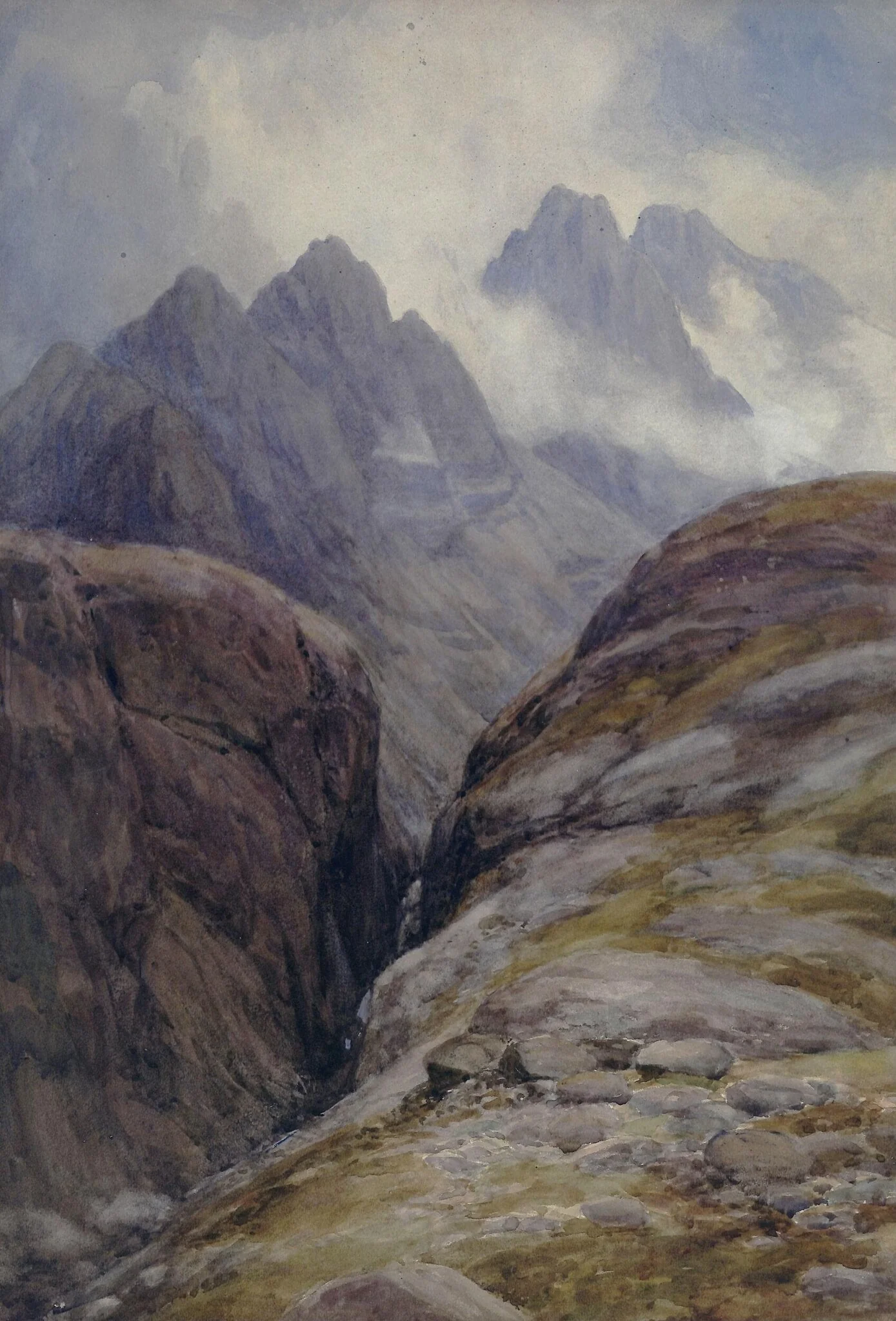 The Pinnacles, Sgurr-na-Gillian, Isle of Skye, by Charles Edward Johnson, watercolor, 1850