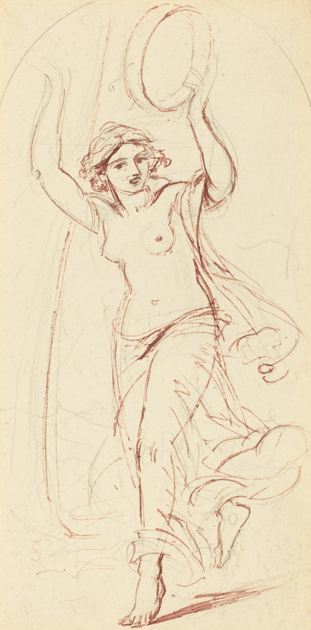 Dancing Woman with a Tambourine, by William Edward Frost, graphite, 1844
