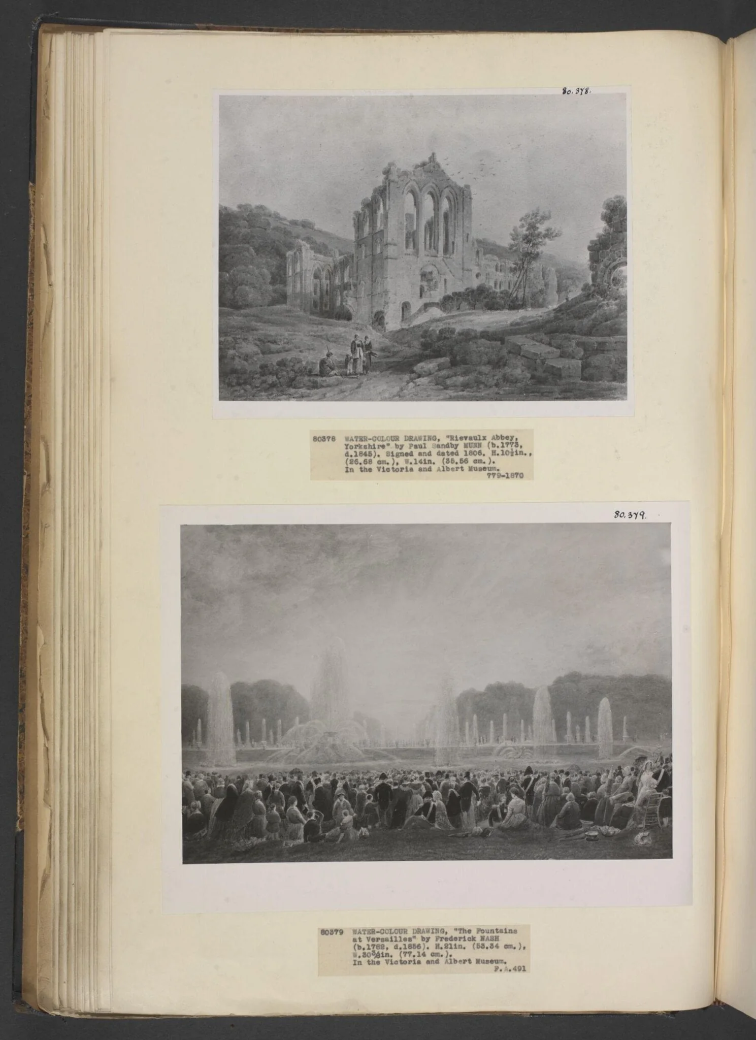 Fountains at Versailles, by Frederick Nash, watercolor, 1850