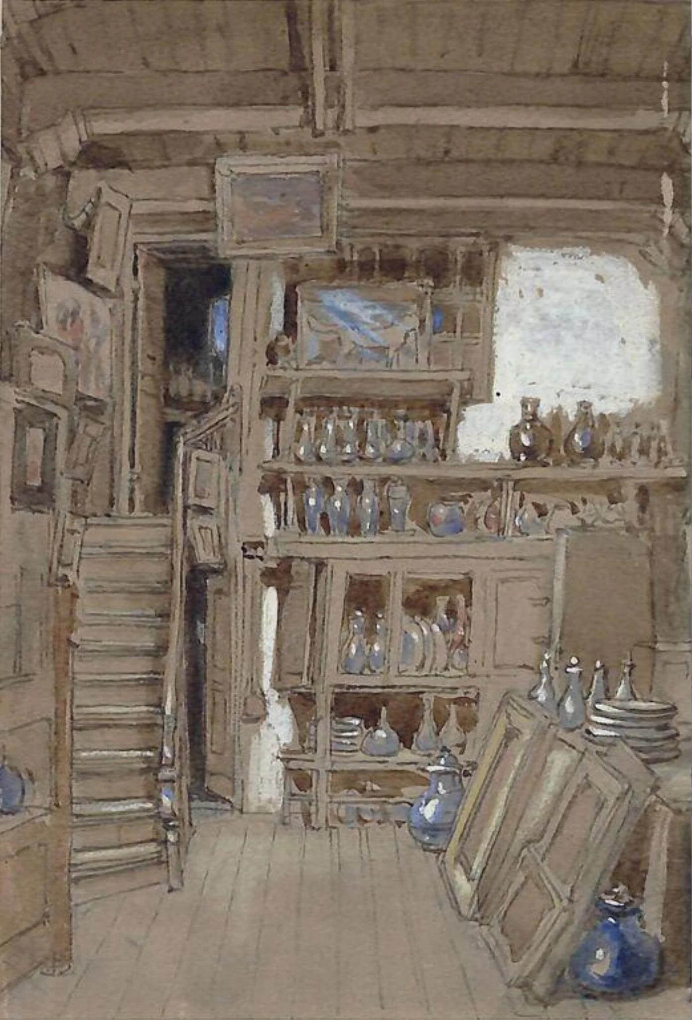 Rembrandt's studio, by Clarkson Frederick Stanfield, watercolor, 1820
