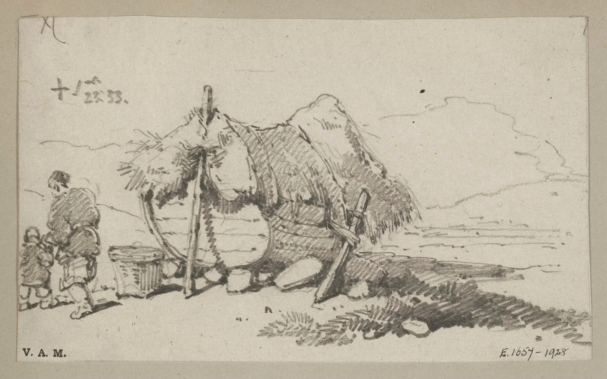 A Chinese boat-dwelling on the beach, by George Chinnery, 12